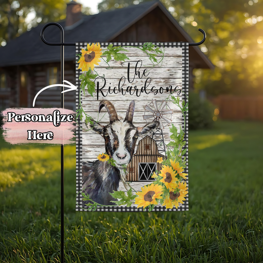 Sunflower Goat Flag - 12x18 Inches - ‼️Fully Customizable Transfer‼️