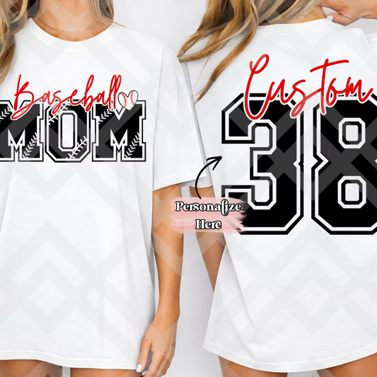 Baseball/Softball Mom -  ‼️Fully Customizable Transfer‼️
