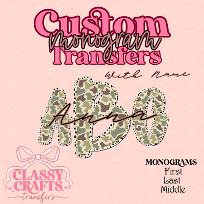 Camo Dalmation - Custom Monogram Transfer