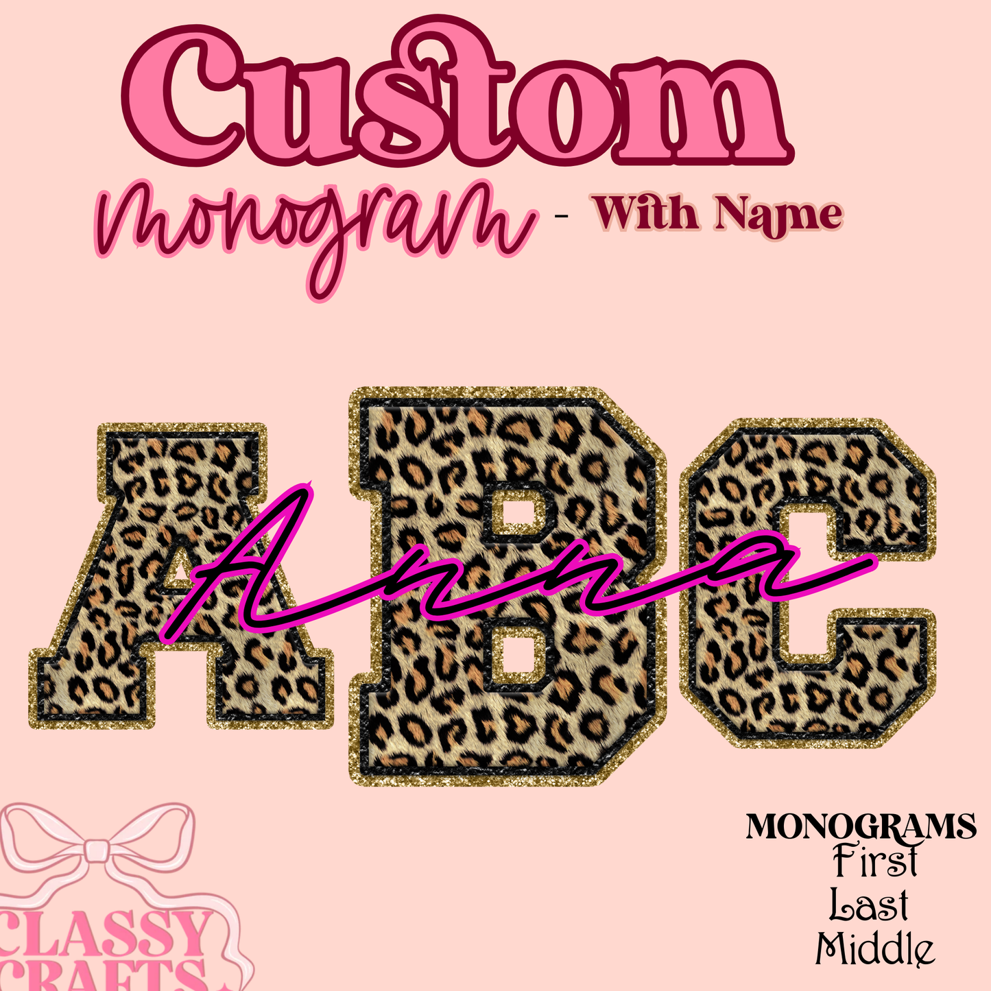 Leopard Print Faux - Custom Monogram Transfer