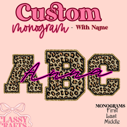 Leopard Print Faux - Custom Monogram Transfer