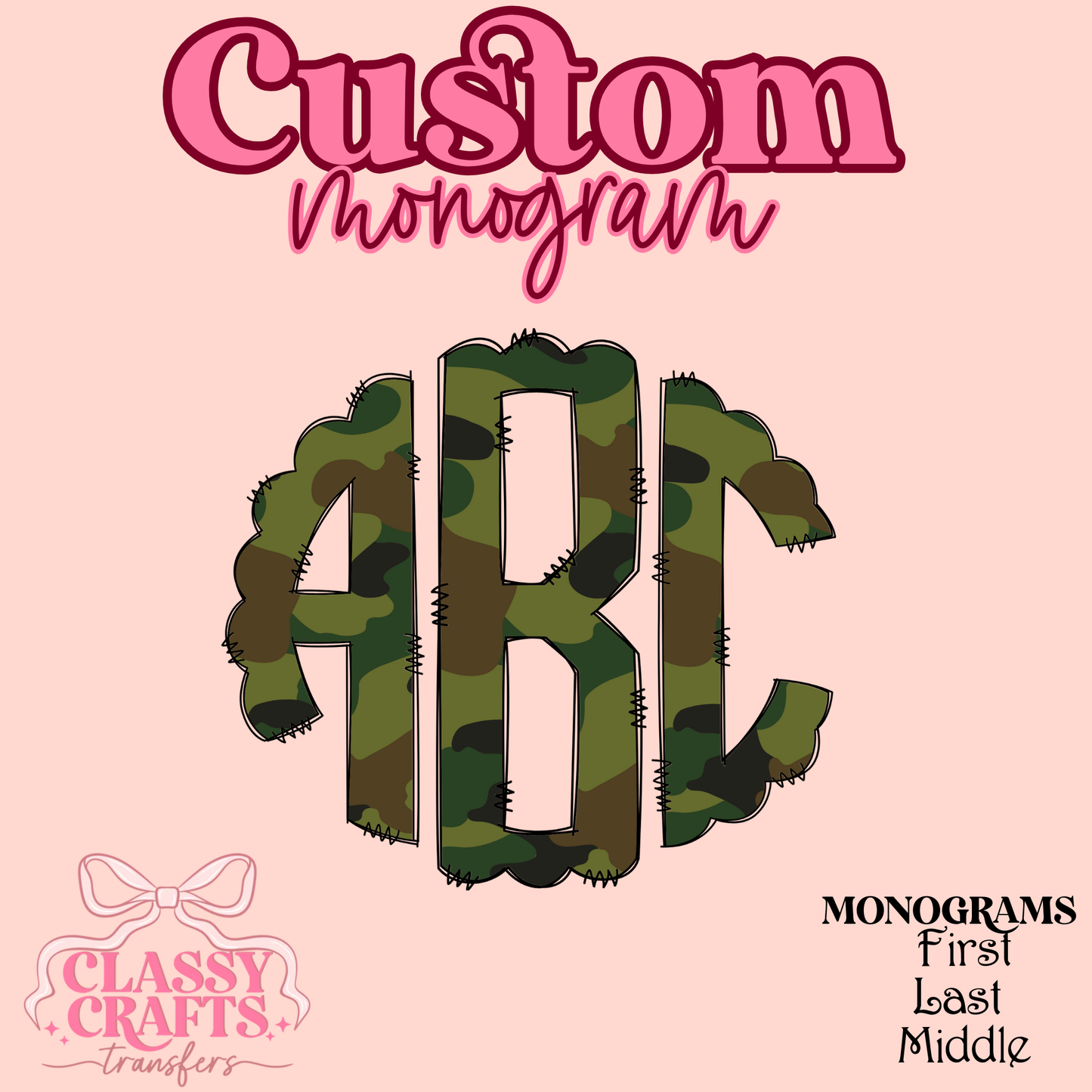 Army Camo - Custom Monogram Transfer