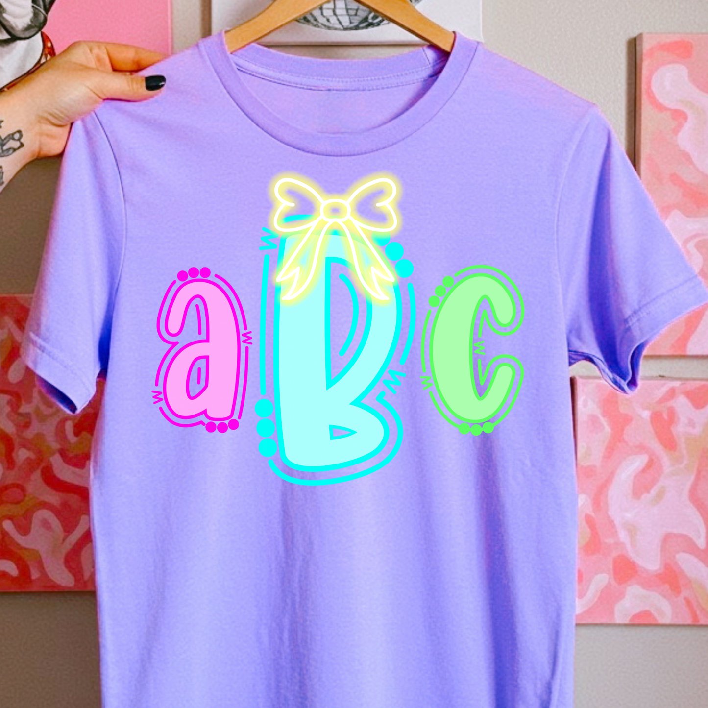 Preppy Neon - Custom Monogram Transfer