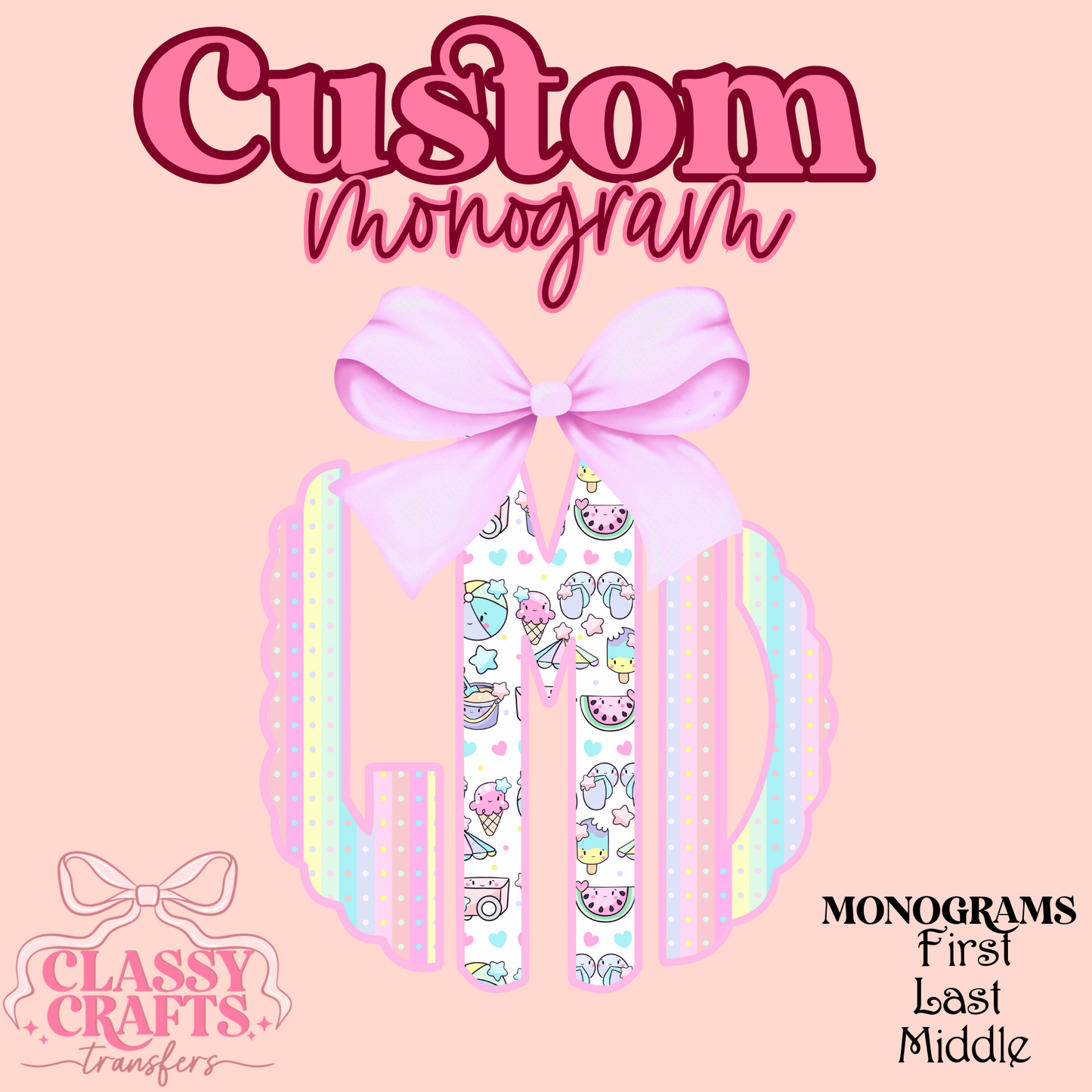 Kawaii Summer - Custom Monogram Transfer