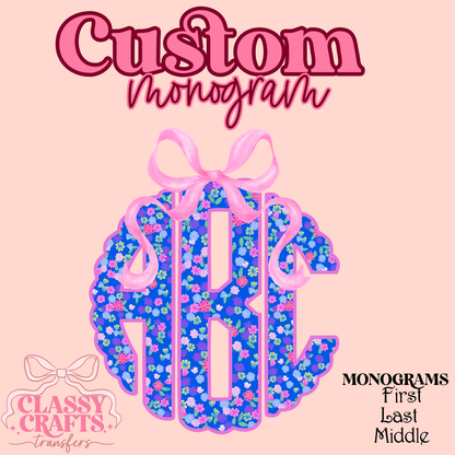 Neon Floral Preppy Coquette - Custom Monogram Transfer
