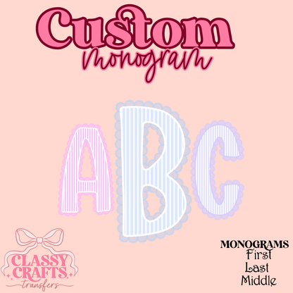 Preppy Lace Trim  - Custom Monogram Transfer