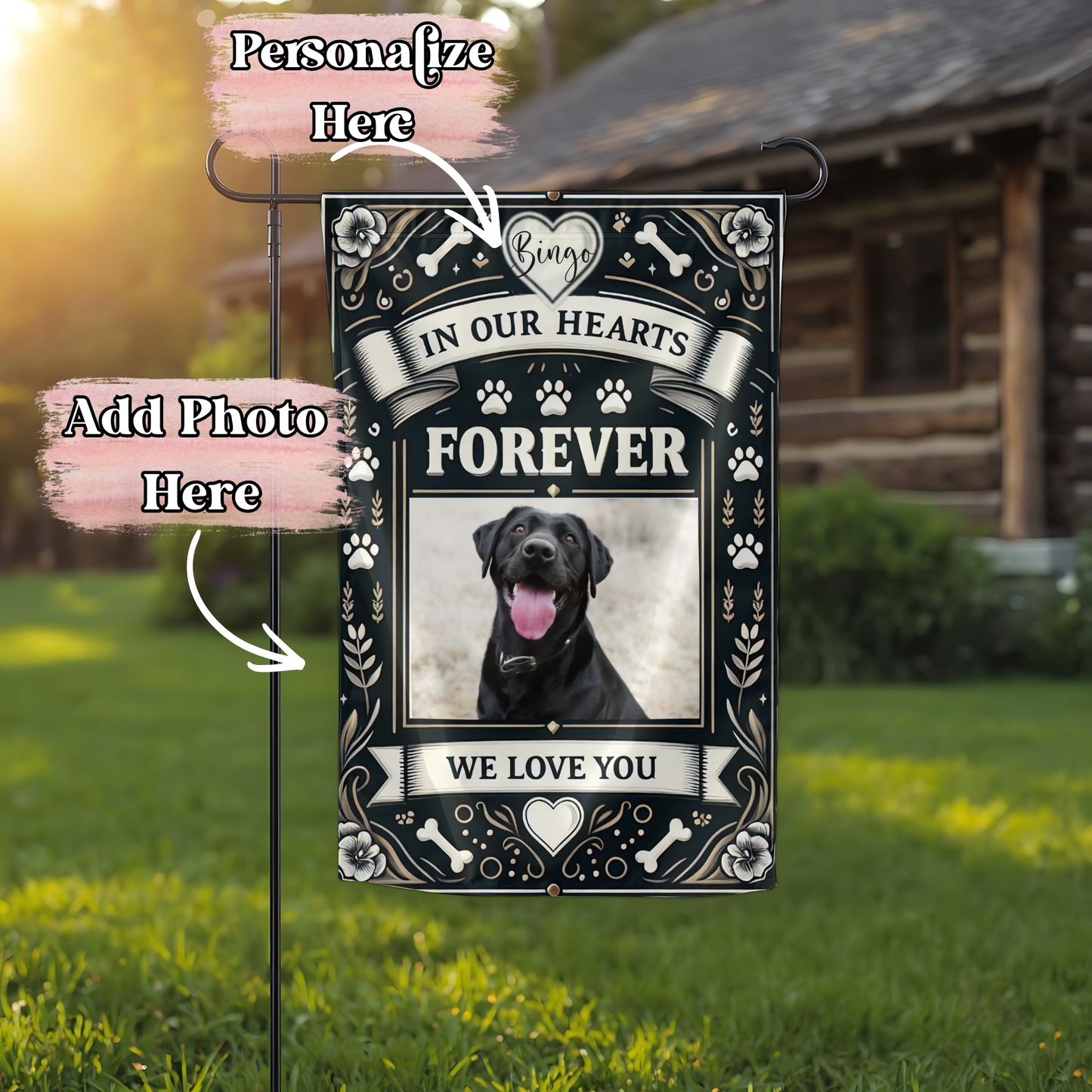 Pet Memorial Flag - 12x18 Inches - ‼️Fully Customizable Transfer‼️