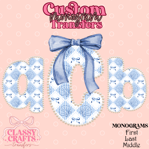 Coquette Pearl & Shell - Custom Monogram Transfer