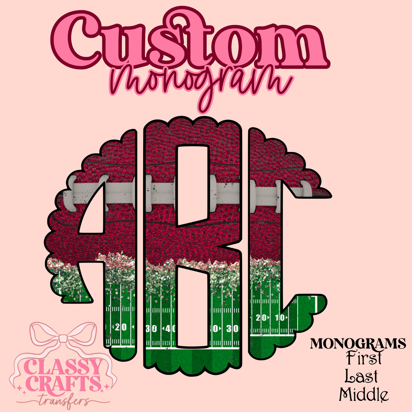 Football Field - Custom Monogram Transfer