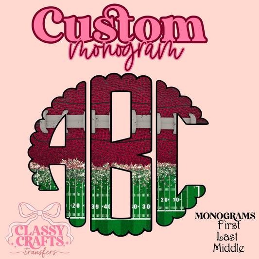 Football Field - Custom Monogram Transfer