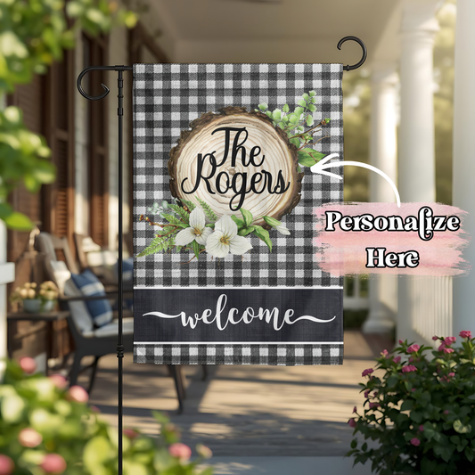 Floral Plaid Flag - 12x18 Inches - ‼️Fully Customizable Transfer‼️