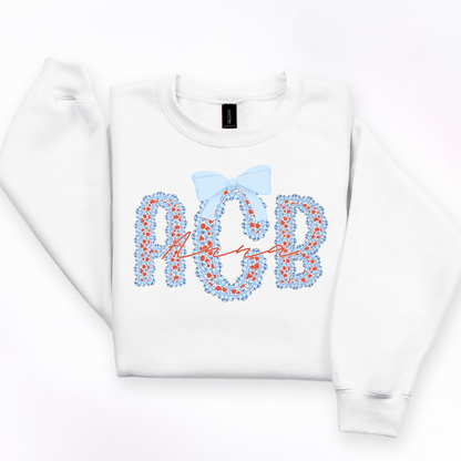 Ruffle Red & Blue Floral - Custom Monogram Transfer