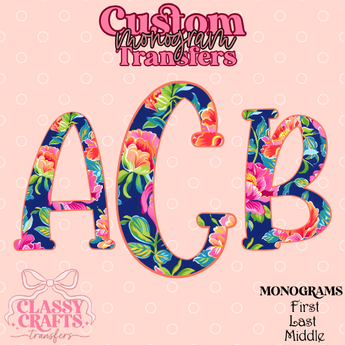 Bright Floral - Custom Monogram Transfer