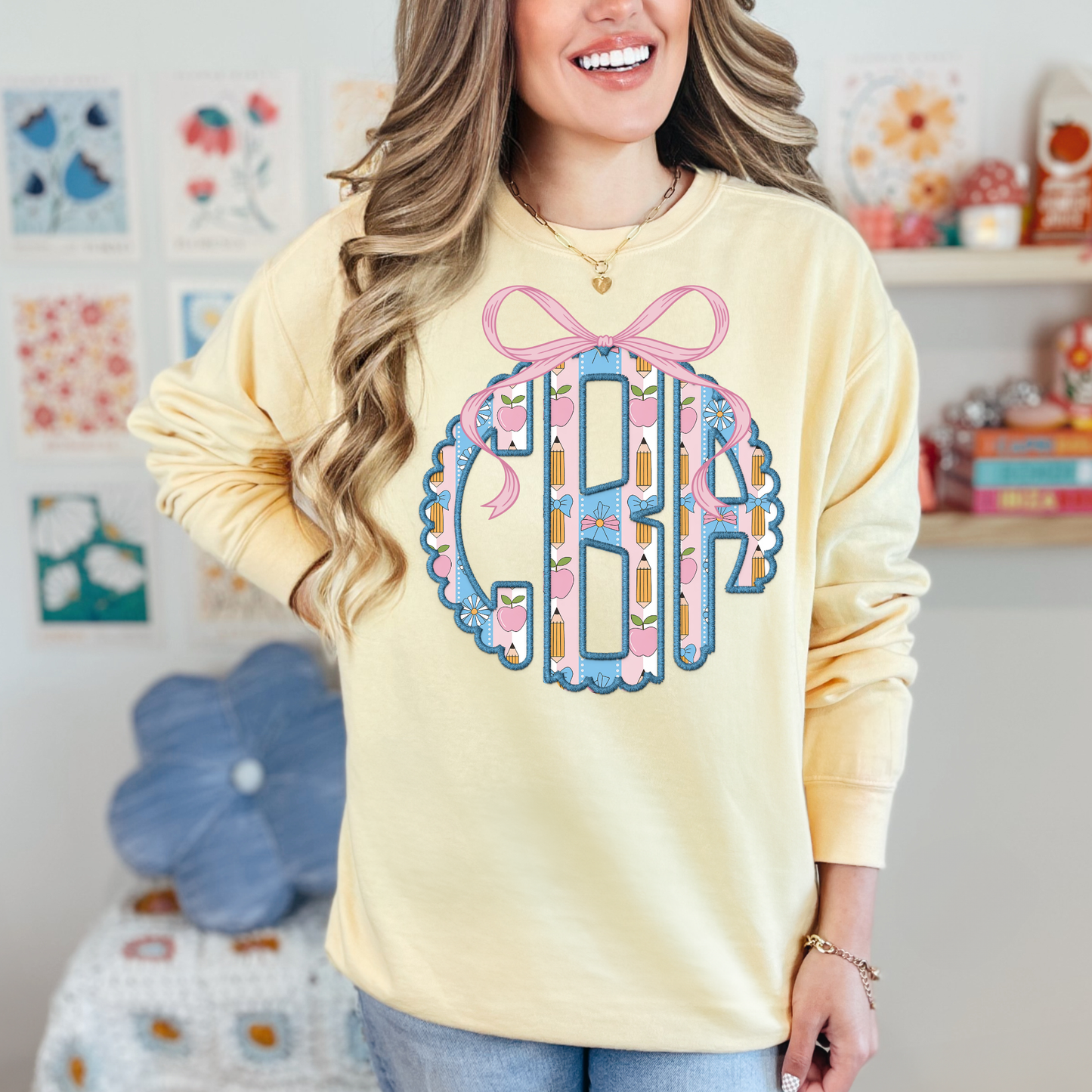 Coquette Teacher - Custom Monogram Transfer