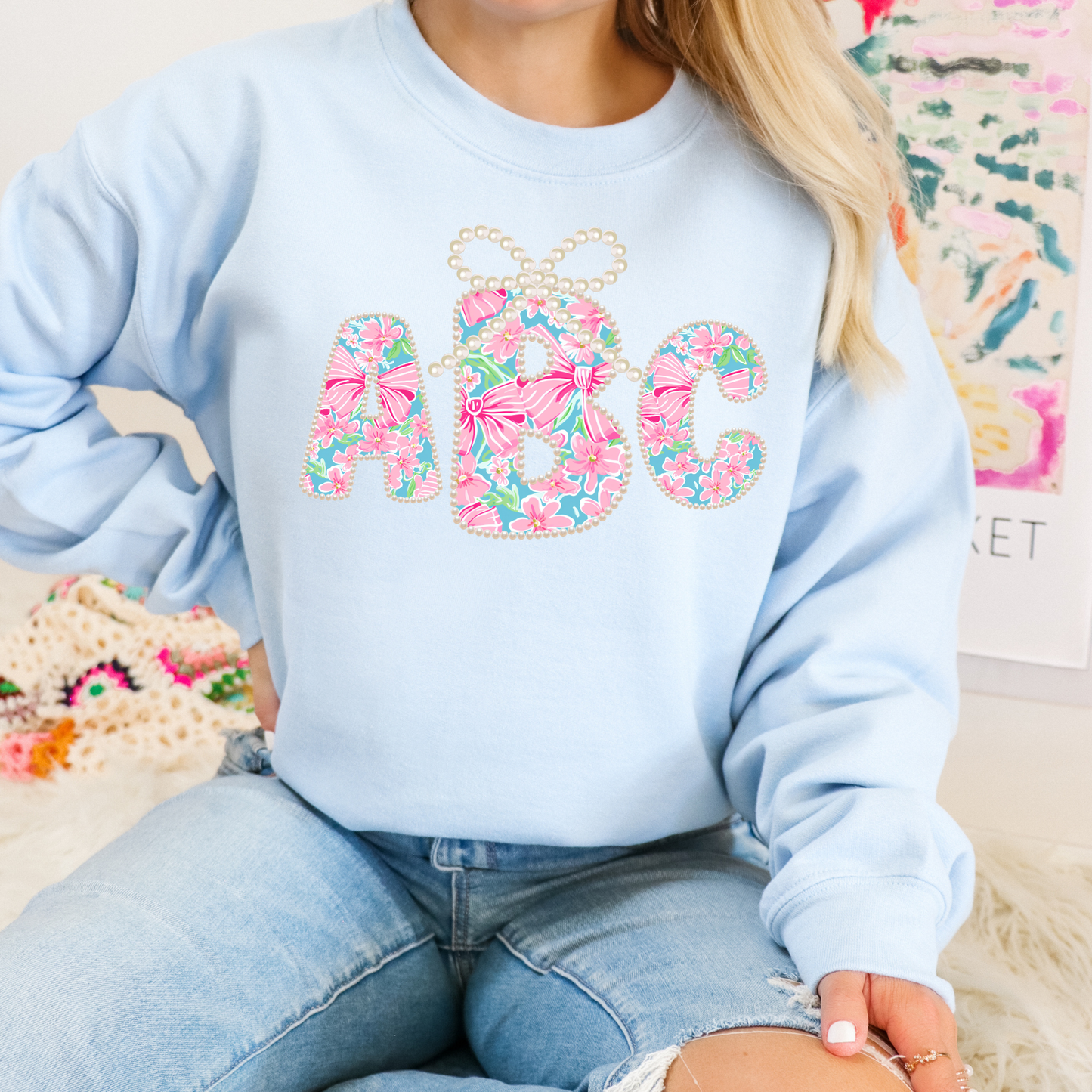 Coquette Pearl & Floral - Custom Monogram Transfer