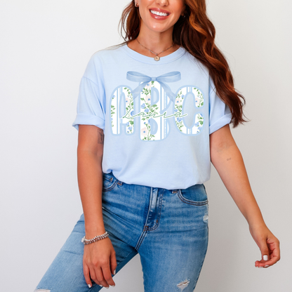 Preppy Floral Stripe - Custom Monogram Transfer