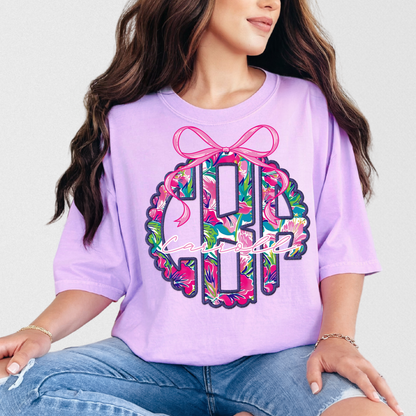 Tropical Summer Floral - Custom Monogram Transfer