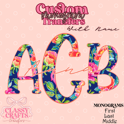 Bright Floral - Custom Monogram Transfer