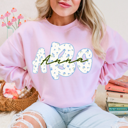 Blue Roses - Custom Monogram Transfer
