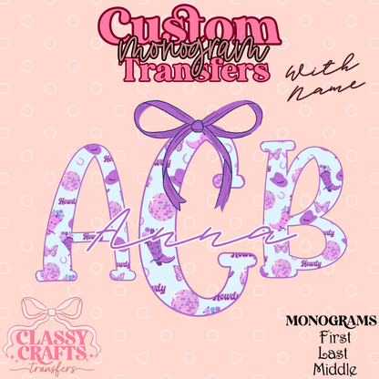 Purple Disco Western - Custom Monogram Transfer