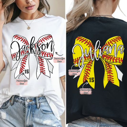 Baseball/Softball Bow -  ‼️Fully Customizable Transfer‼️
