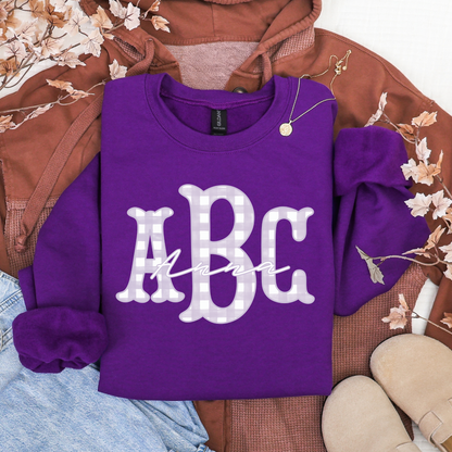 Light Purple Gingham Fishtail - Custom Monogram Transfer