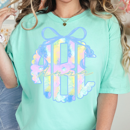 Pastel Tie Dye - Custom Monogram Transfer
