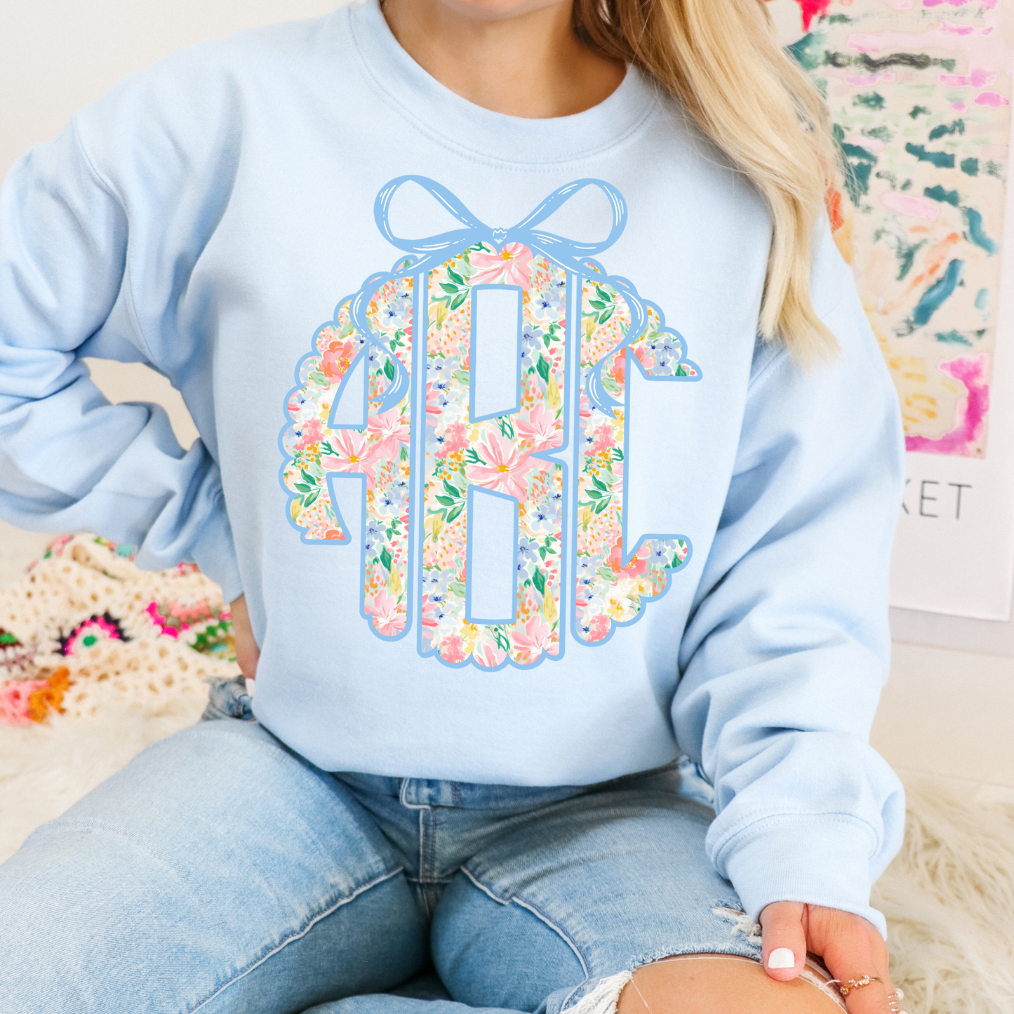 Preppy Spring Floral - Custom Monogram Transfer