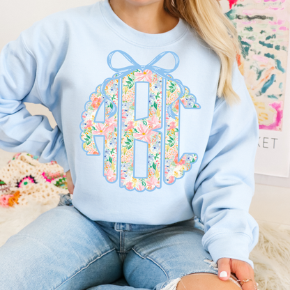 Preppy Spring Floral - Custom Monogram Transfer