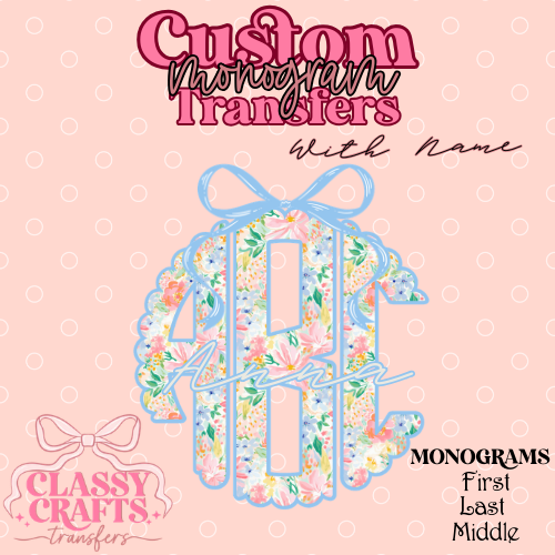 Preppy Spring Floral - Custom Monogram Transfer