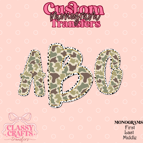 Camo Dalmation - Custom Monogram Transfer