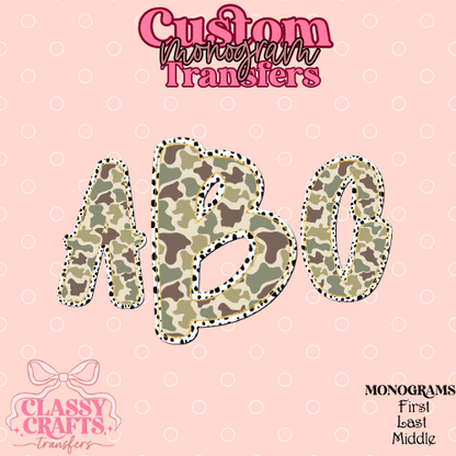 Camo Dalmation - Custom Monogram Transfer