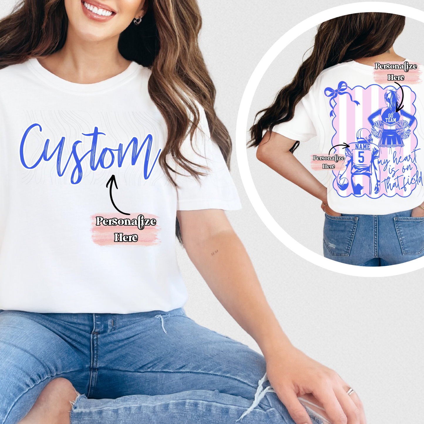 Preppy Cheer & Football Stripes -  ‼️Fully Customizable Transfer‼️