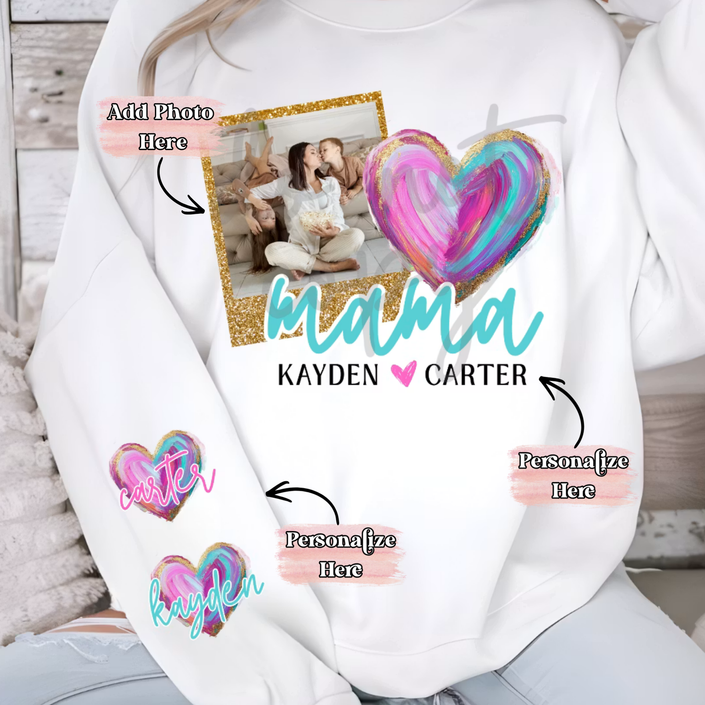 Mama Glitter Photo Frame -  ‼️Fully Customizable Transfer‼️