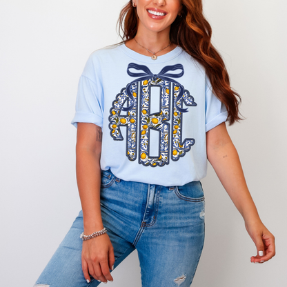 Preppy Lemon Mosaic - Custom Monogram Transfer