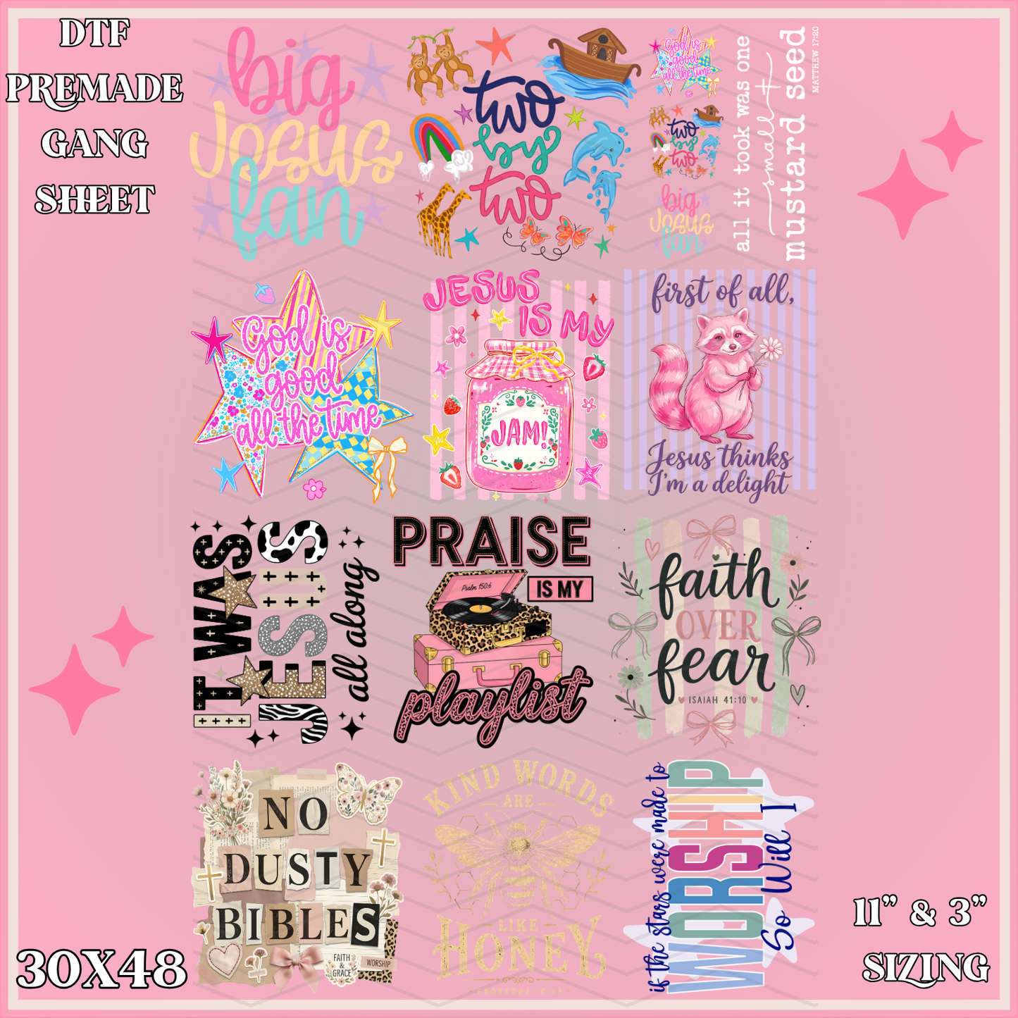 Big Jesus Fan - 30x48 - PREMADE GANG SHEET