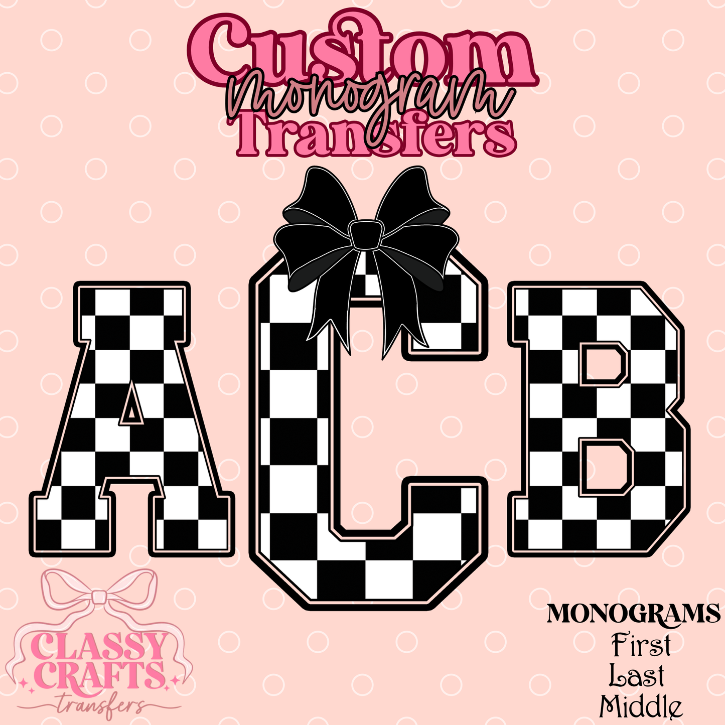 Black Checkered Racing - Custom Monogram Transfer