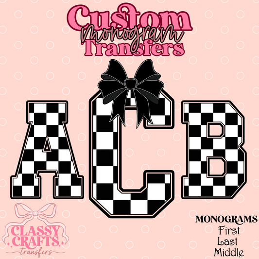 Black Checkered Racing - Custom Monogram Transfer