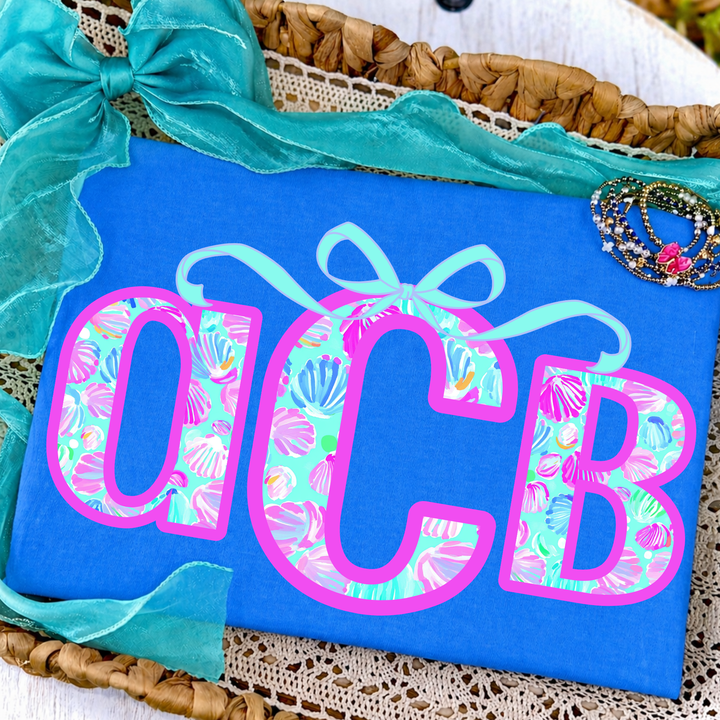 Neon Summer Shell - Custom Monogram Transfer