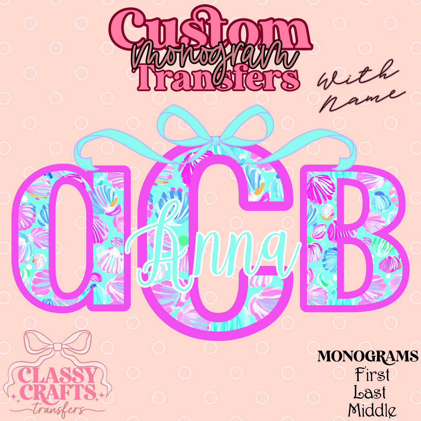 Neon Summer Shell - Custom Monogram Transfer