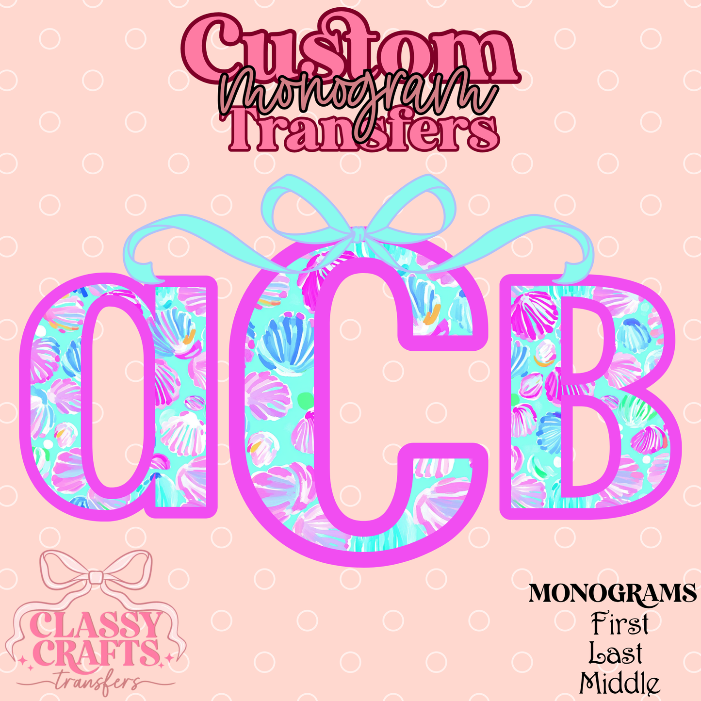 Neon Summer Shell - Custom Monogram Transfer
