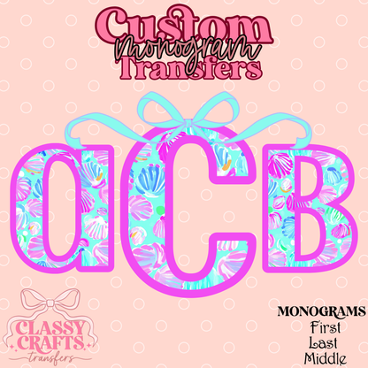 Neon Summer Shell - Custom Monogram Transfer