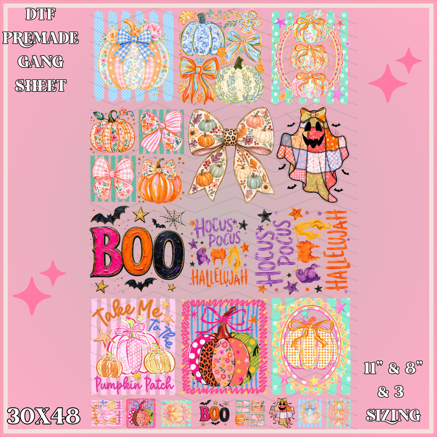 Colorful Fall Pumpkins 30x48 - PREMADE GANG SHEET