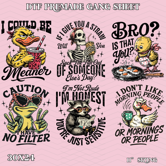 Caution No Filter - 30x24 -  PREMADE GANG SHEET