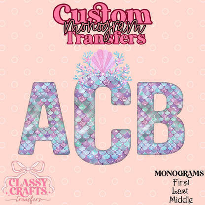 Mermaid Crown - Custom Monogram Transfer