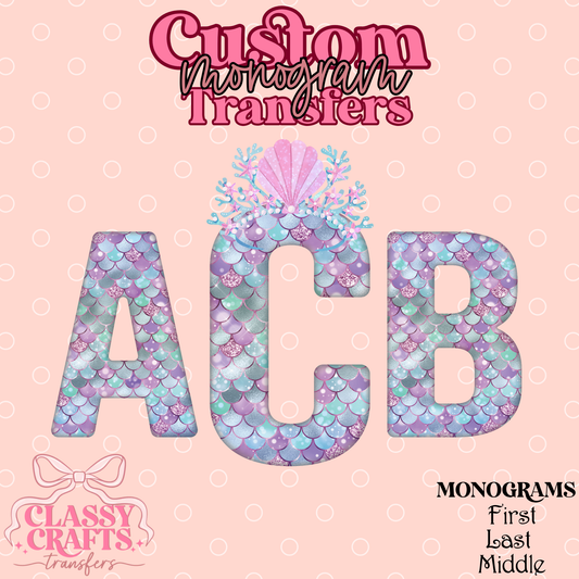 Mermaid Crown - Custom Monogram Transfer
