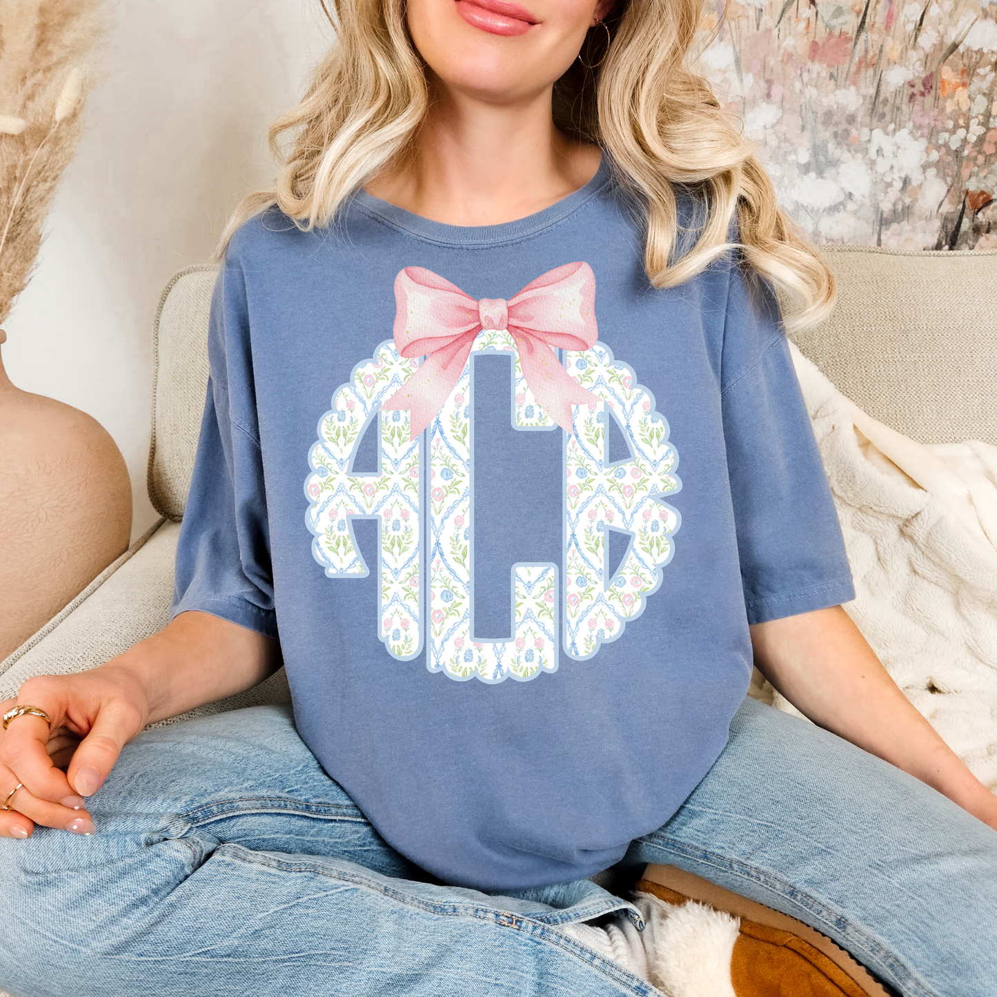 Grandmillennial Floral - Custom Monogram Transfer