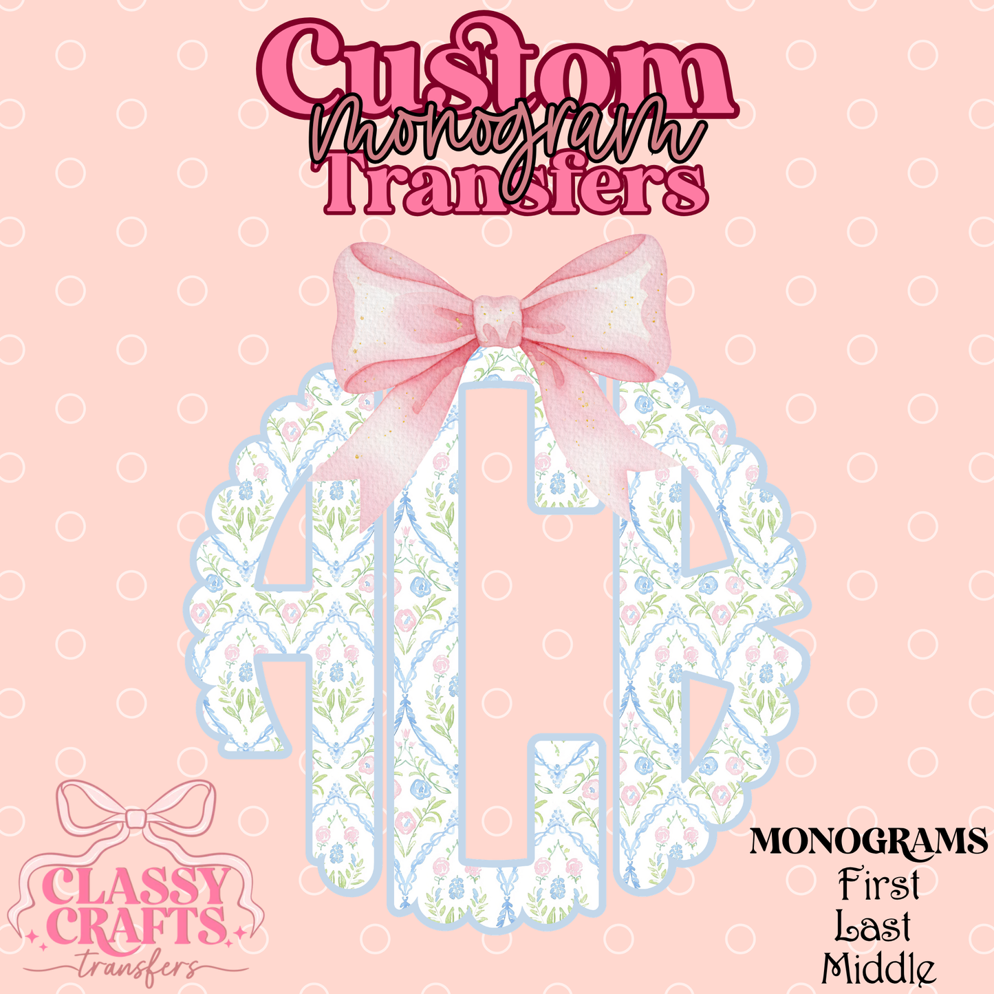 Grandmillennial Floral - Custom Monogram Transfer