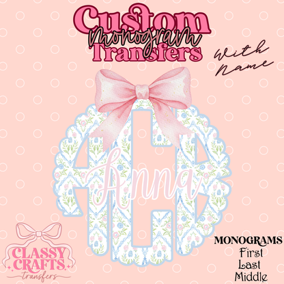 Grandmillennial Floral - Custom Monogram Transfer