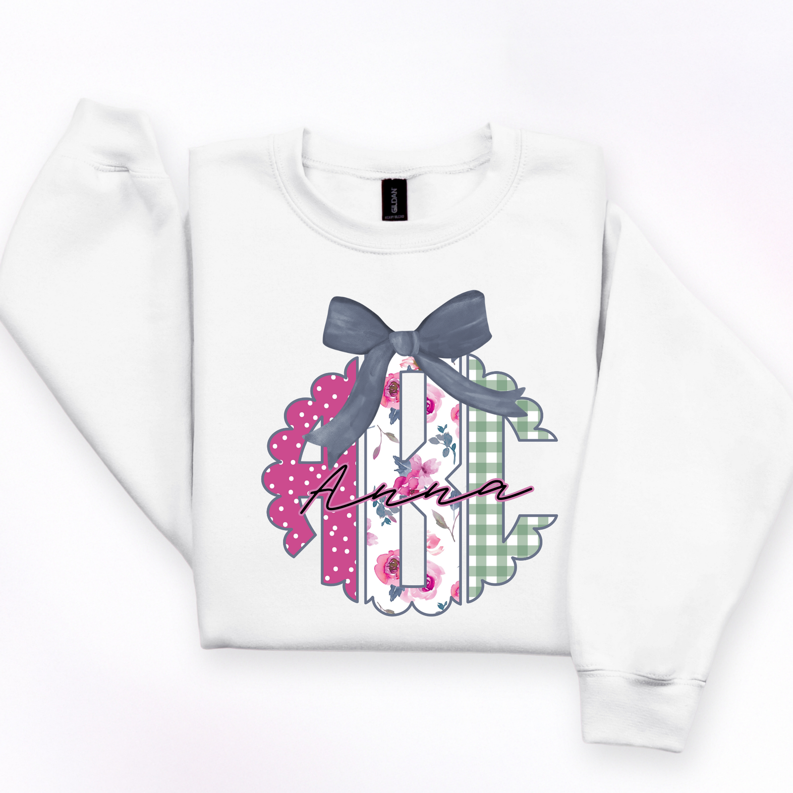 Pink & Gray - Custom Monogram Transfer